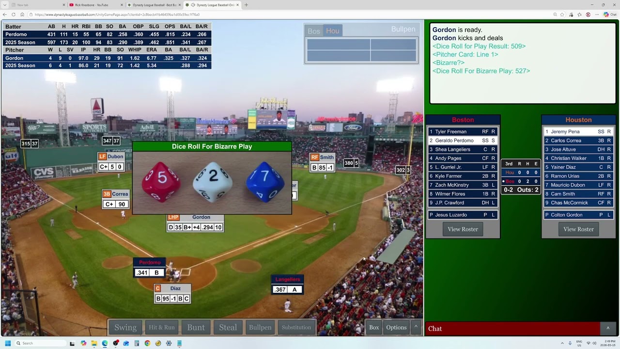 Game 111 Houston Astros @ Boston Mob, MLB vs Me 2025 Dynasty League Baseball Replay