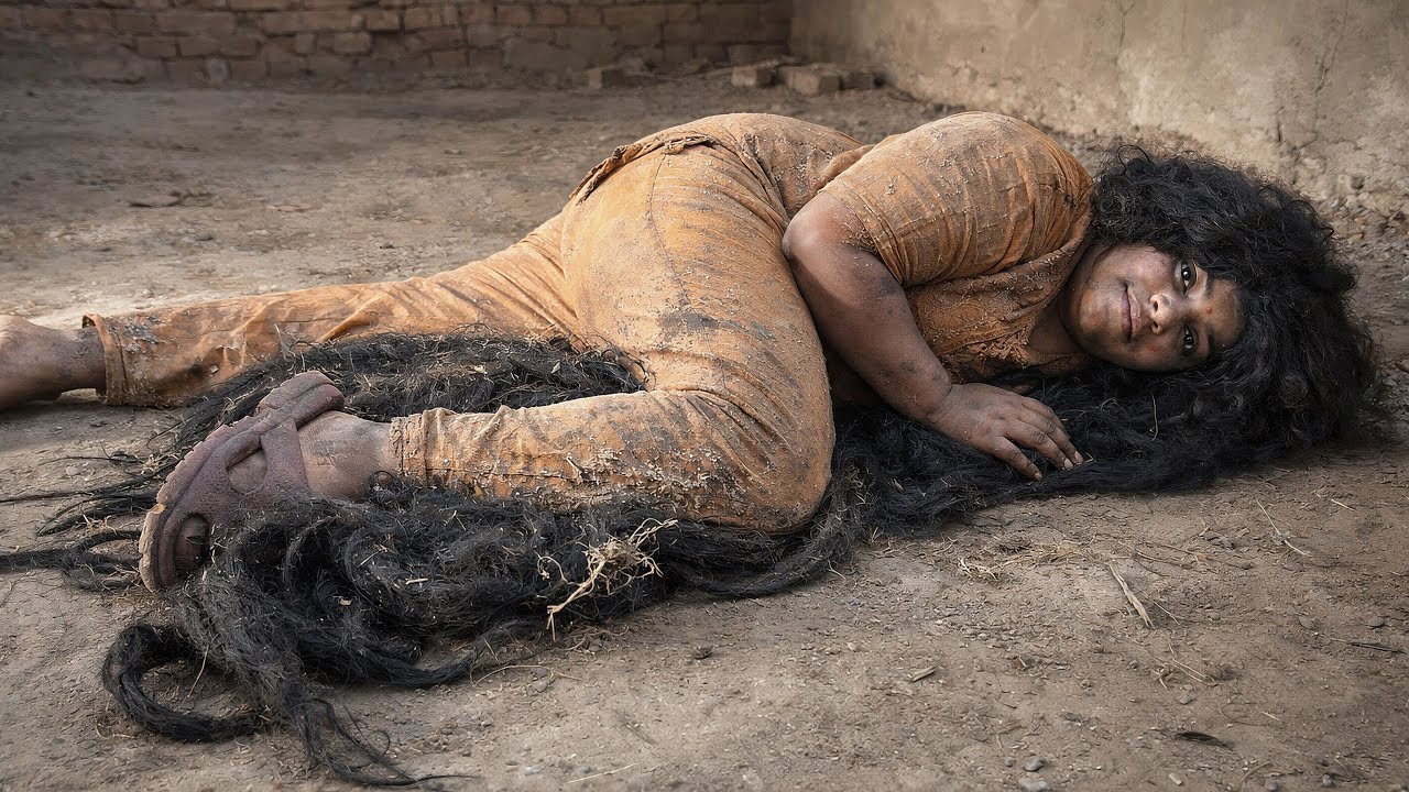 Hair 2 METERS LONG!!! ASMR Haircut Woman Homeless For 10 Years! Fast Har Cut