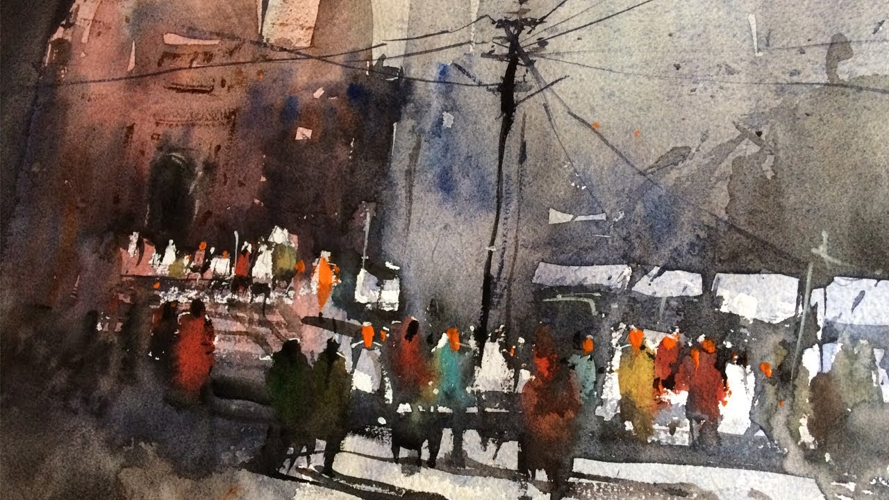 how to watercolor – human crowd painting techniques