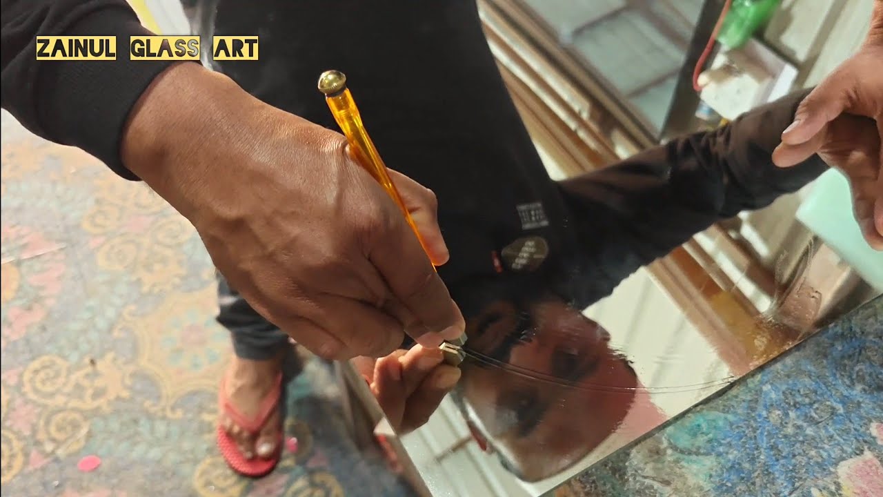 5mm Mirror Glass Cutting round | Perfect Cutting Technique 🔥 #glasscutting #mirrorcutting #5mmglass.