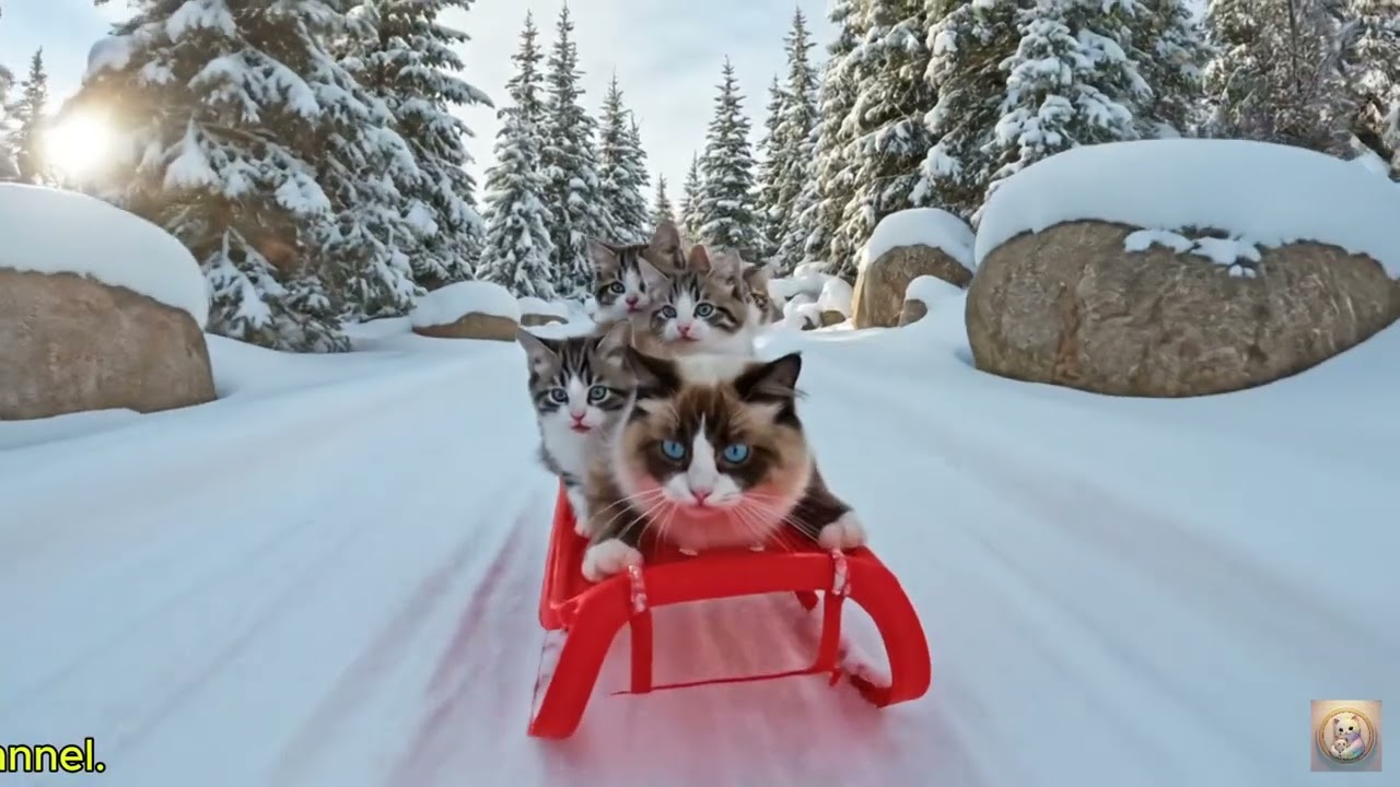 The cat family's skiing trip