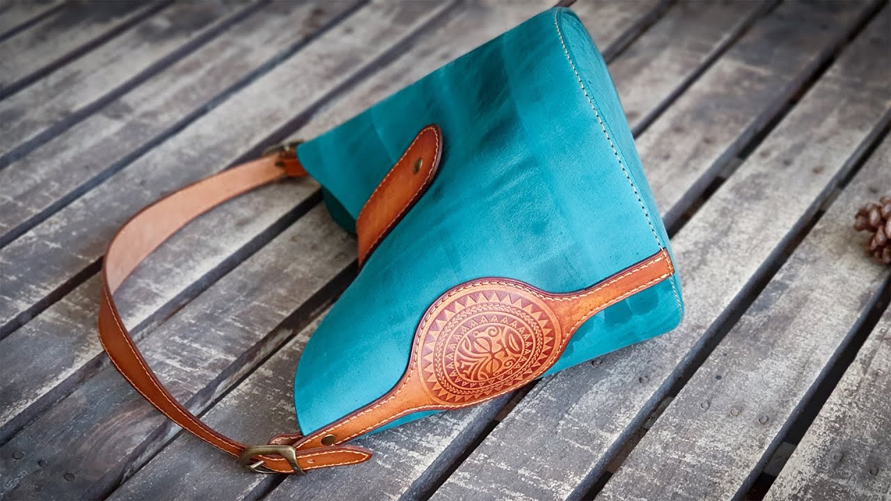 How to make a Round Bucket Bag | Polynesian Design | PDF leather Pattern