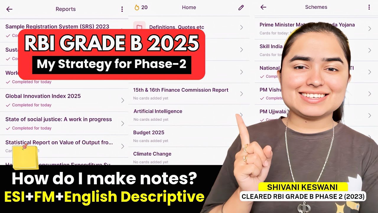 RBI Grade B 2025 Phase 2 Strategy by Shivani keswani &bull; 20 Days Detailed Plan