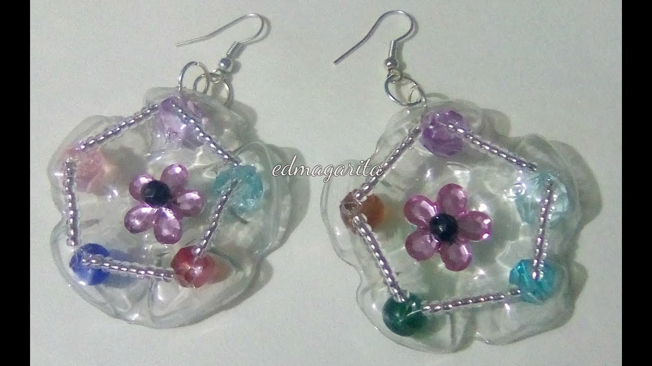 Aretes con botella de plastico - Botellas Pet  Tutorial