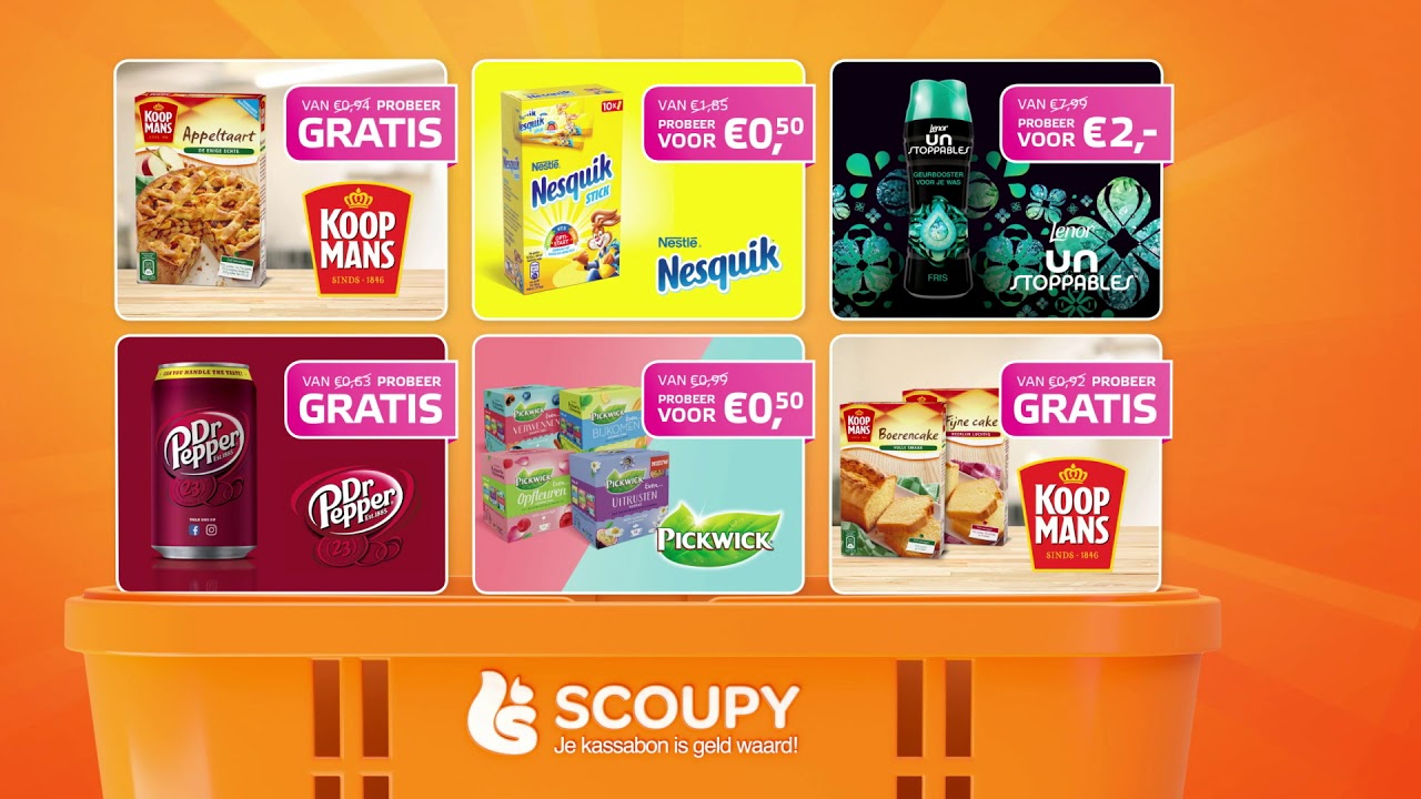 SCOUPY Parade week 26 - cashback op o.a. Koopmans Appeltaart, Nesquik, Lenor, Dr Pepper en Pickwick