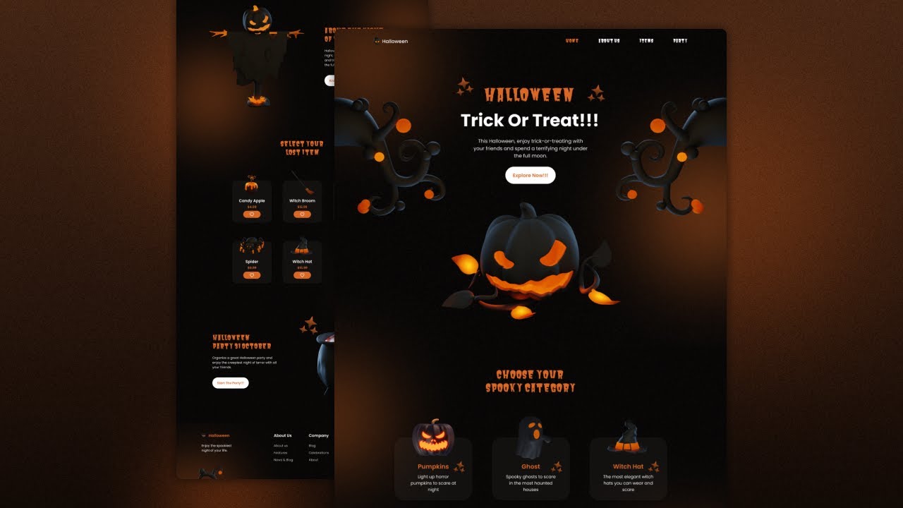 🎃 Build & Deploy a Responsive Halloween Website Design Using HTML CSS & JavaScript