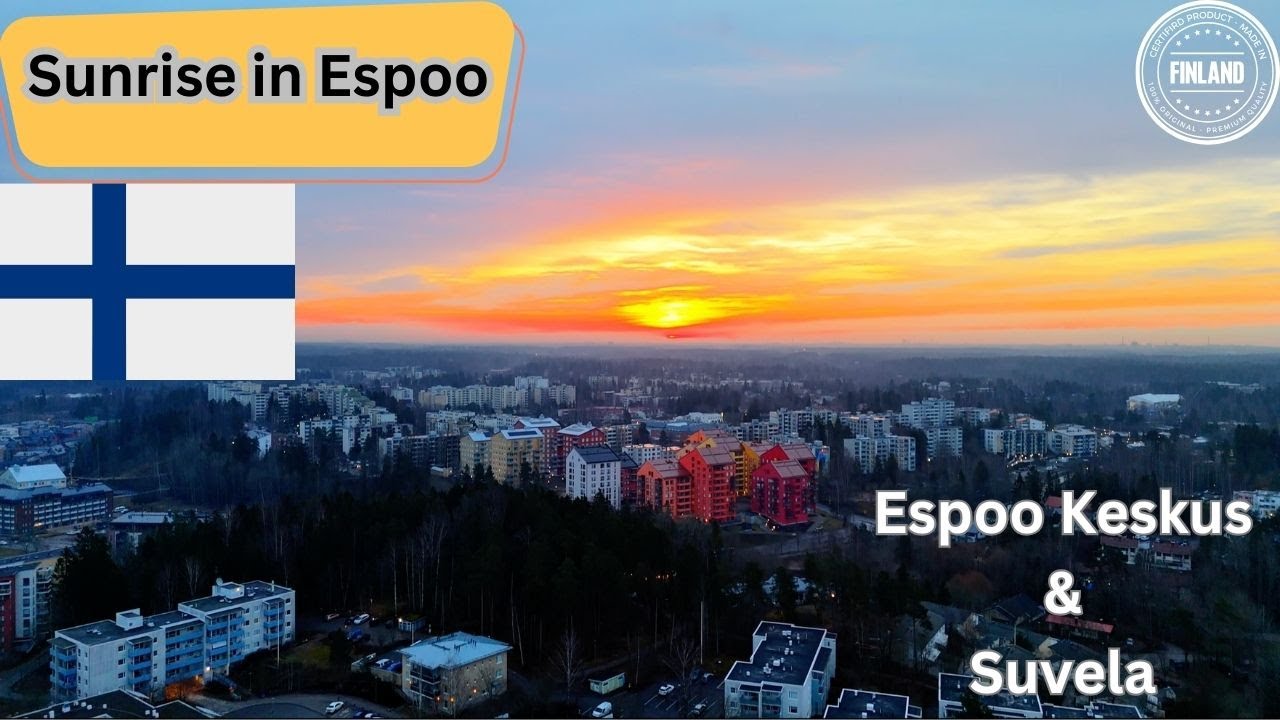 &ldquo;Stunning Sunrise Drone Views of Espoo&nbsp;Keskus&nbsp;and Suvela | 4K&nbsp;Aerial Footage&rdquo;