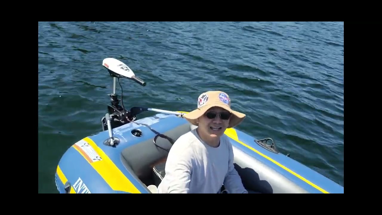1st day boating (inflatable intex challenger 3 with trolling motor)