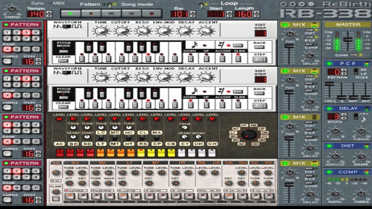 The beauty of the Rebirth RB-338 Synthesizers' software simulation.