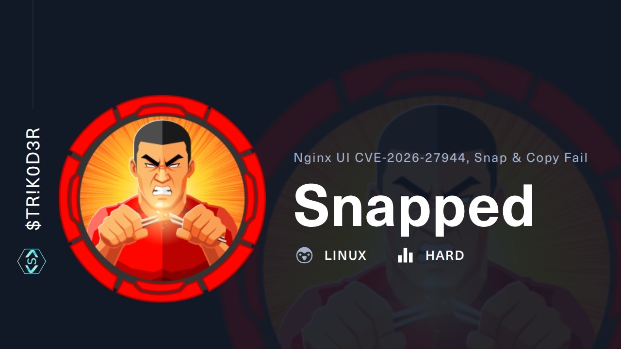 HackTheBox &ndash; Snapped Walkthrough | Nginx UI CVE-2026-27944, Snap & Copy Fail