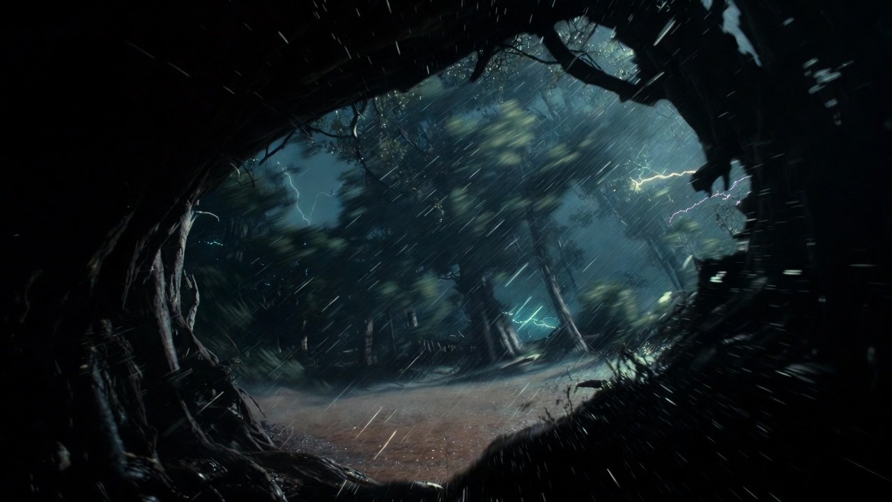 DRUID'S HOLLOW TREE SHELTER | 3 HOURS Heavy Rainstorm & Wind