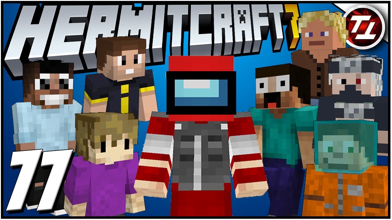AMONG US Gameplay in Minecraft with 8 Hermits! - Hermitcraft 7: #77