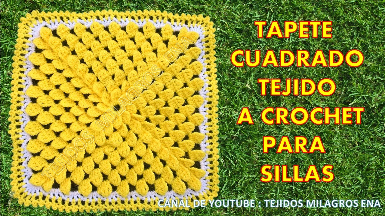 Tapete Cuadrado  o cojin cuadrado Tejido a Crochet para sillas y muebles