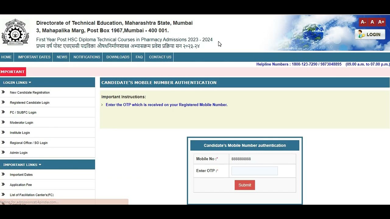 POST HSC DIPLOMA 2023  NEW CANDIDATE REGISTRATION DEMO