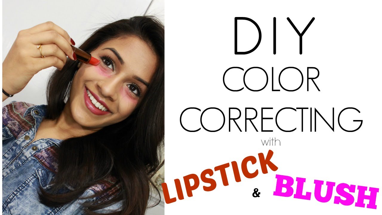 DIY Color Correcting using LIPSTICK & BLUSH | How to cover dark circles at home | Under Eye Hack