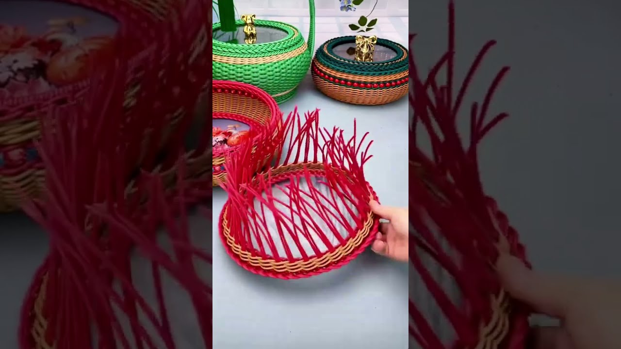 How to Weave Basket Lid with PE Rattan #diy #diybasket #rattan #handmade