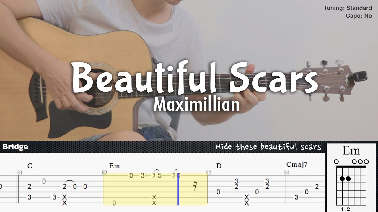 Beautiful Scars - Maximillian | Fingerstyle Guitar | TAB + Chords + Lyrics