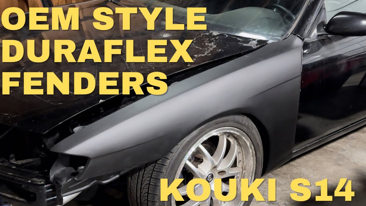 KOUKI CONVERSION USING DURAFLEX FIBERGLASS FENDERS ON 240sx s14 (unboxing, first impressions, fit)