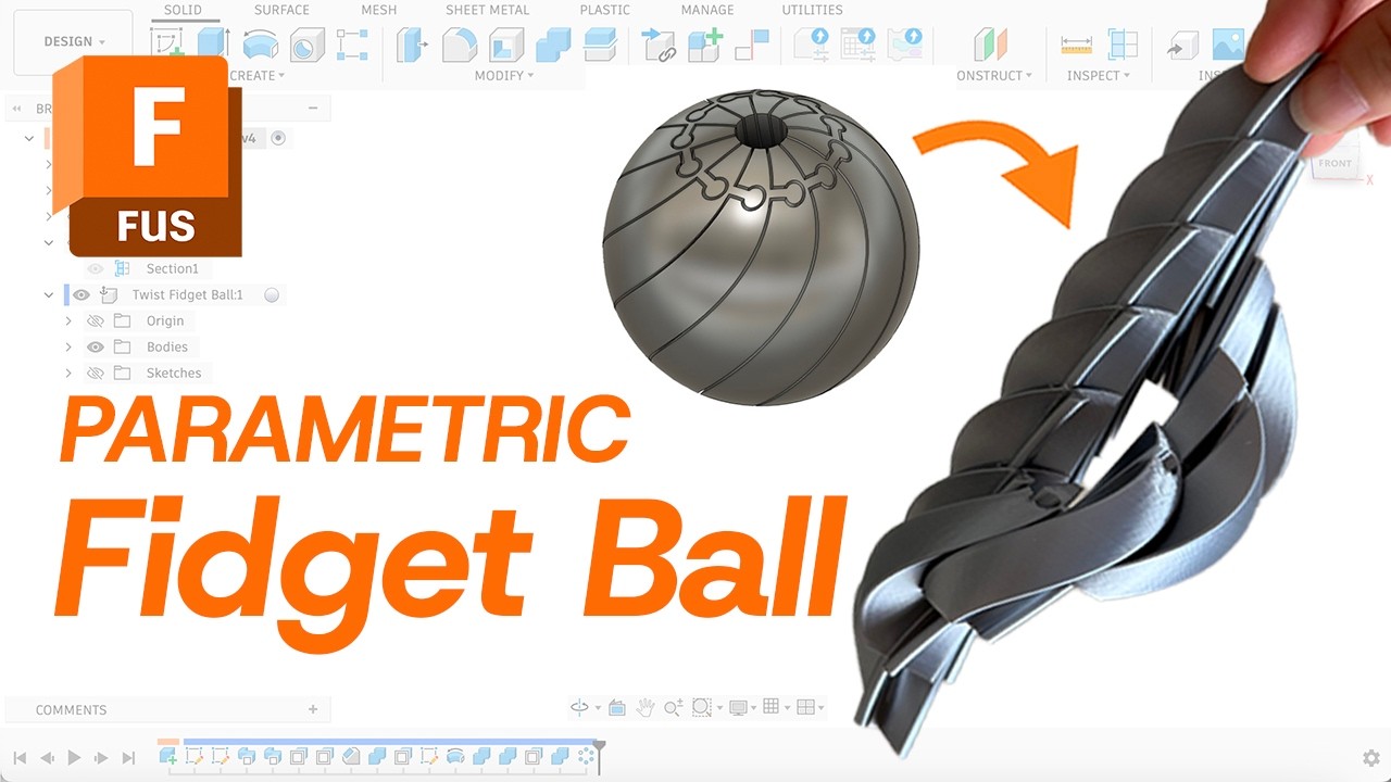 How to Model a Parametric Twist Fidget Ball in Fusion 360 | Print-in-Place Design