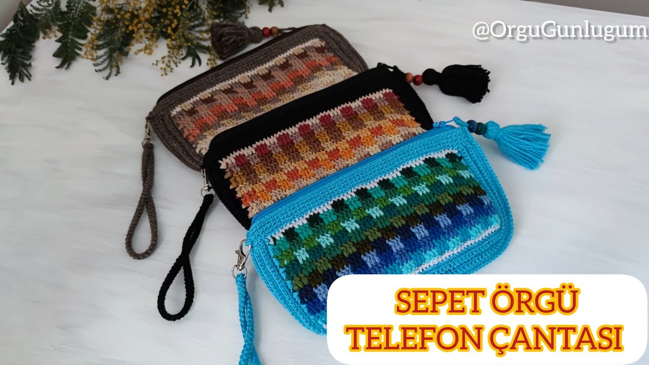 LEGO Telefon çantası ✨SEPET ÖRGÜ TELEFON ÇANTASI 🤎 Tığ işi LEGO  örgü *tığ işi ekose örgü