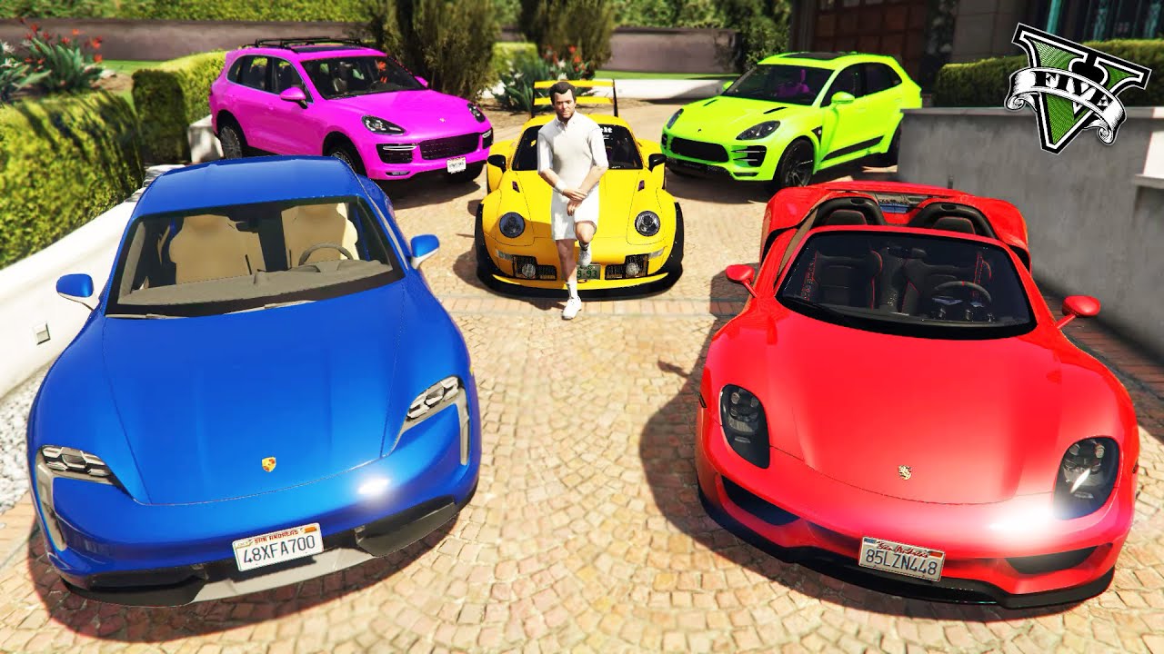 GTA 5 - Stealing Luxury Porsche Cars with Michael! | (GTA V Real Life Cars #39)