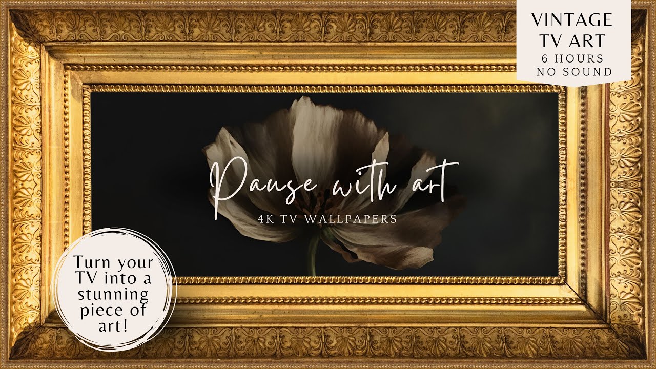 4K Vintage Frame TV Art Moody Dark Beauty Classic Flower for Your TV