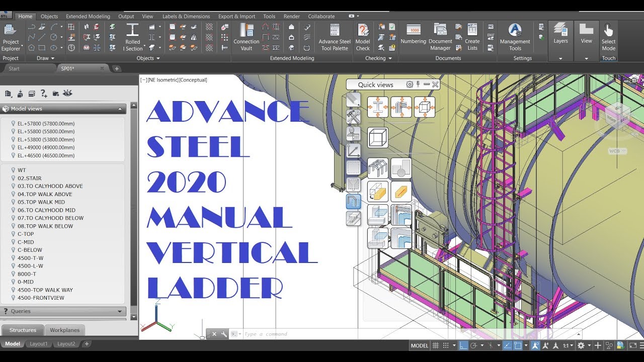 ADVANCE STEEL 2020-MANUAL VERTICAL LADDER