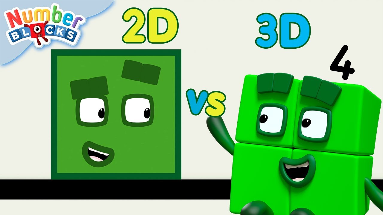 2D e 3D comparados! | Aprenda formas e aprenda a contar | Numberblocks Português Brasil