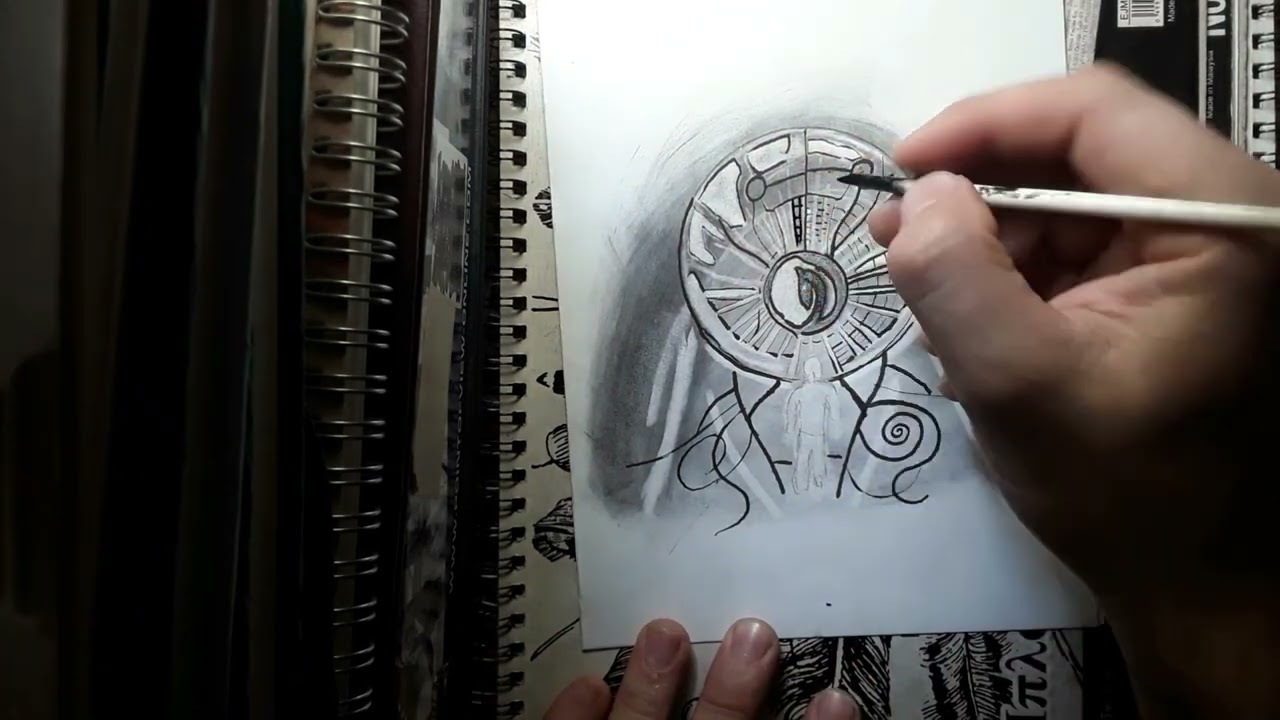 4 Unique Charcoal/ink Drawings in One
