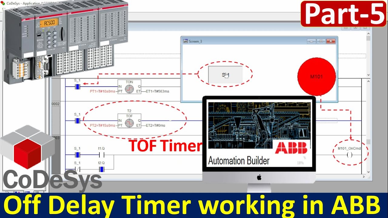 TOF - Off Delay Timer working in ABB PLC Programming with practical - Hindi