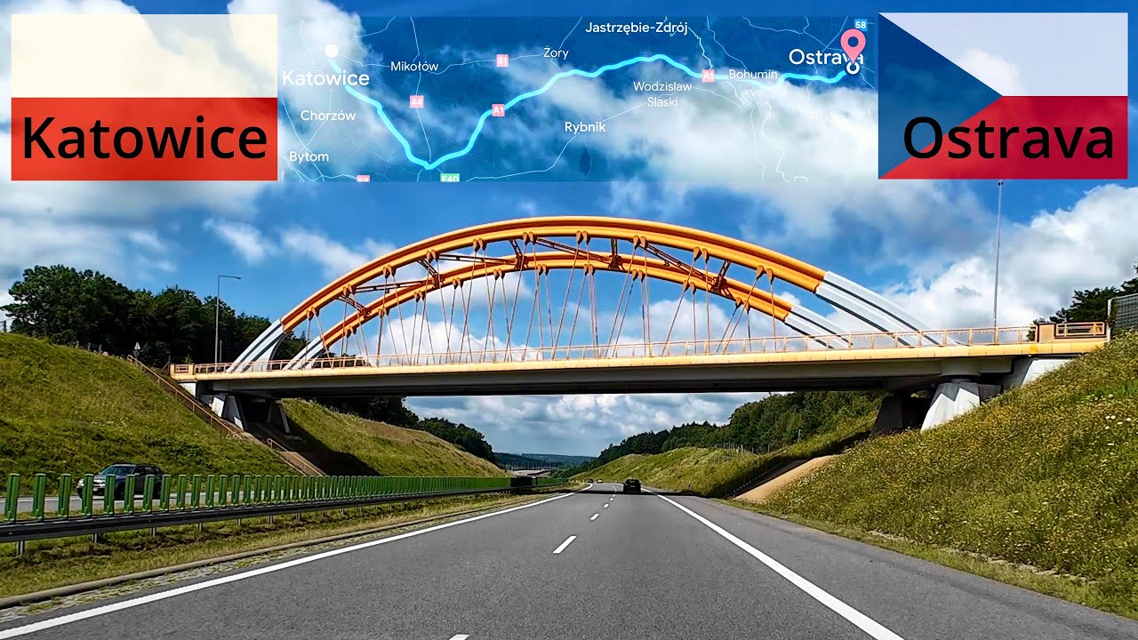 🇵🇱🇨🇿Road from Poland to Czech Republic (Katowice - Ostrava)