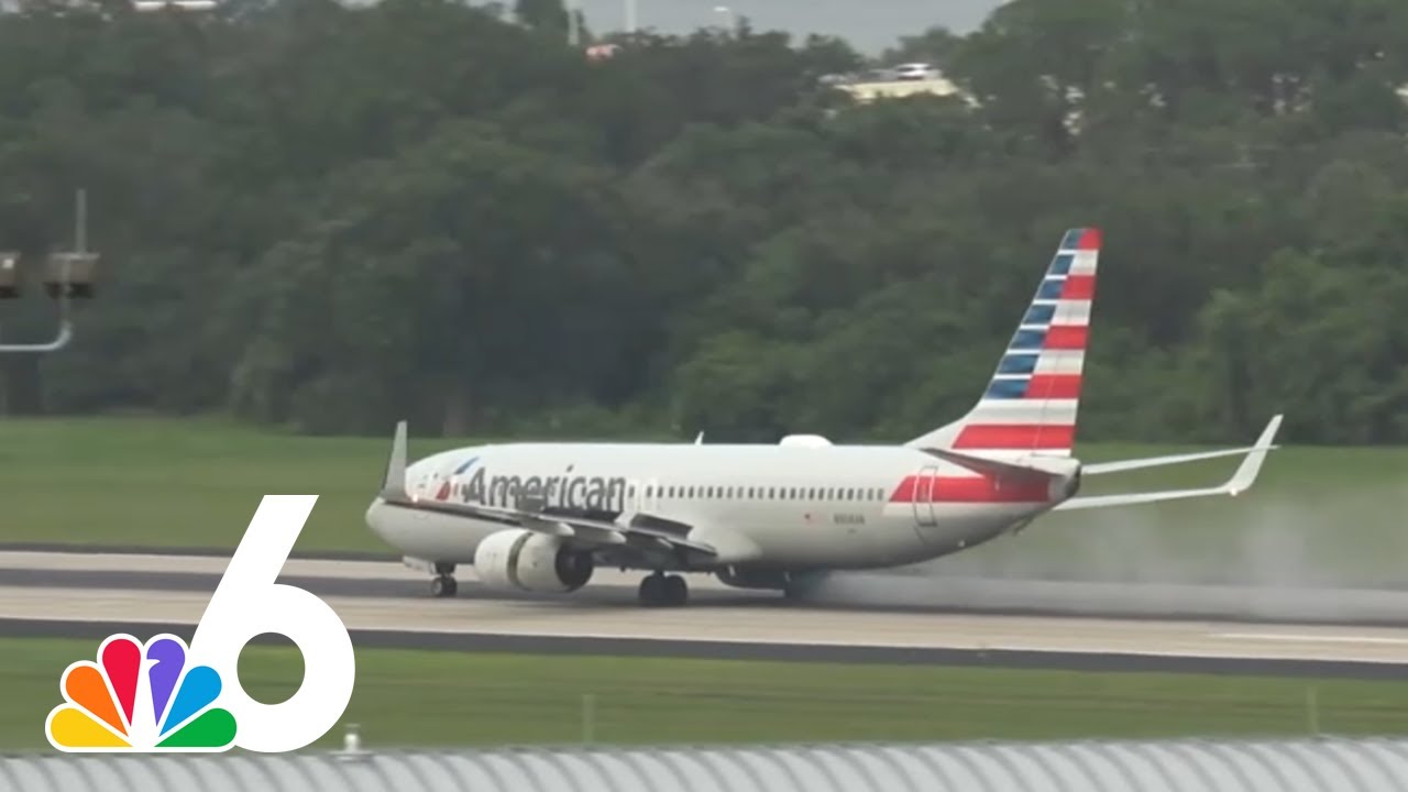 WATCH: American Airlines plane tire EXPLODE during takeoff in Florida