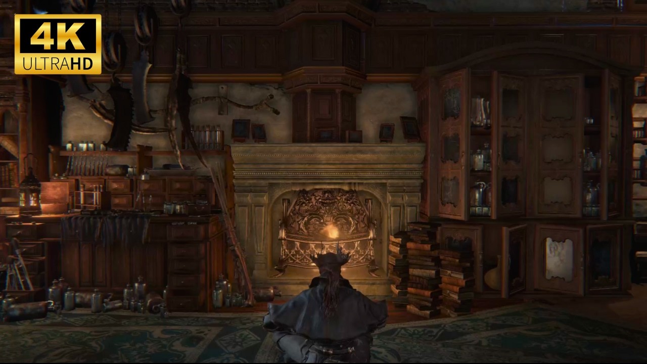 FIRE SOUNDS FOR SLEEP - Bloodborne The Hunter's Workshop: Relaxing Soundscape  (3 Hour 4k 60fps)