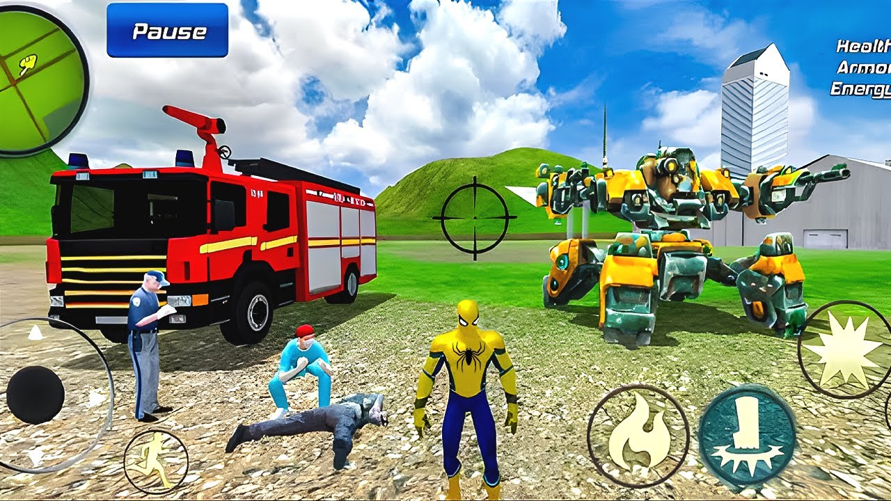 Spider Rope Hero Gangster Crime - Fire Truck Driving at Vegas City - Android Gameplay