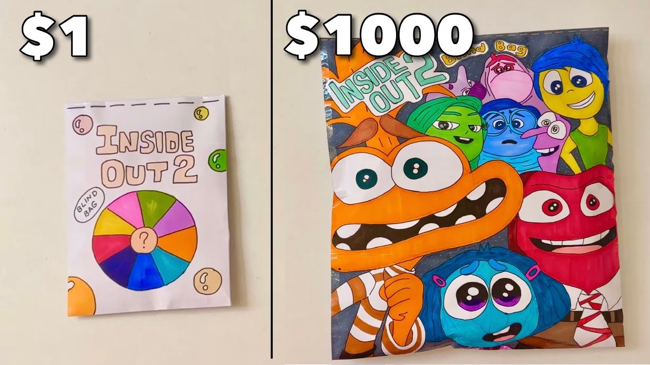[💛paper diy🧡] $1 vs $1000 Inside Out 2 Blind Bags unboxing! | asmr