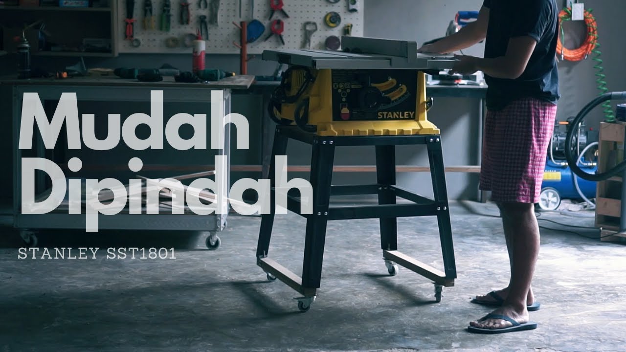 Pasang roda table saw Stanley SST1801 | install wheel on table saw #tablesaw #woodworkingtips