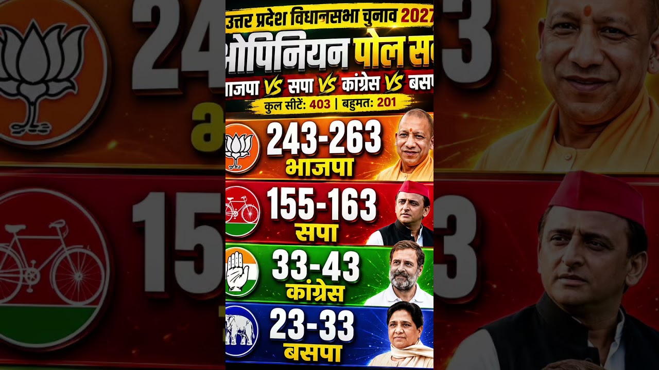 UP Assembly Election 2027: 403-Seat Mega Battle 😱 BJP 300+ or PDA 200+? Latest Opinion Poll#shorts