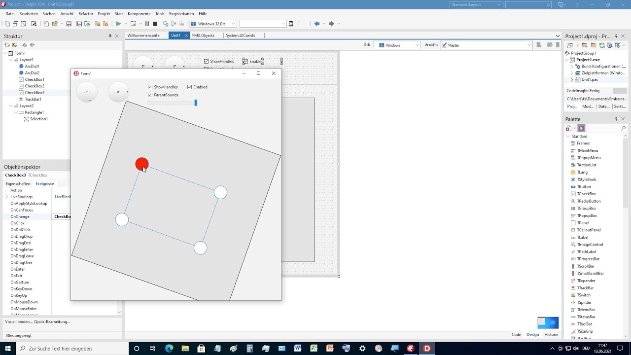 Tutorial: Selection DrawHandle in FireMonkey (Delphi DX 10.4.2 Sydney) on Windows