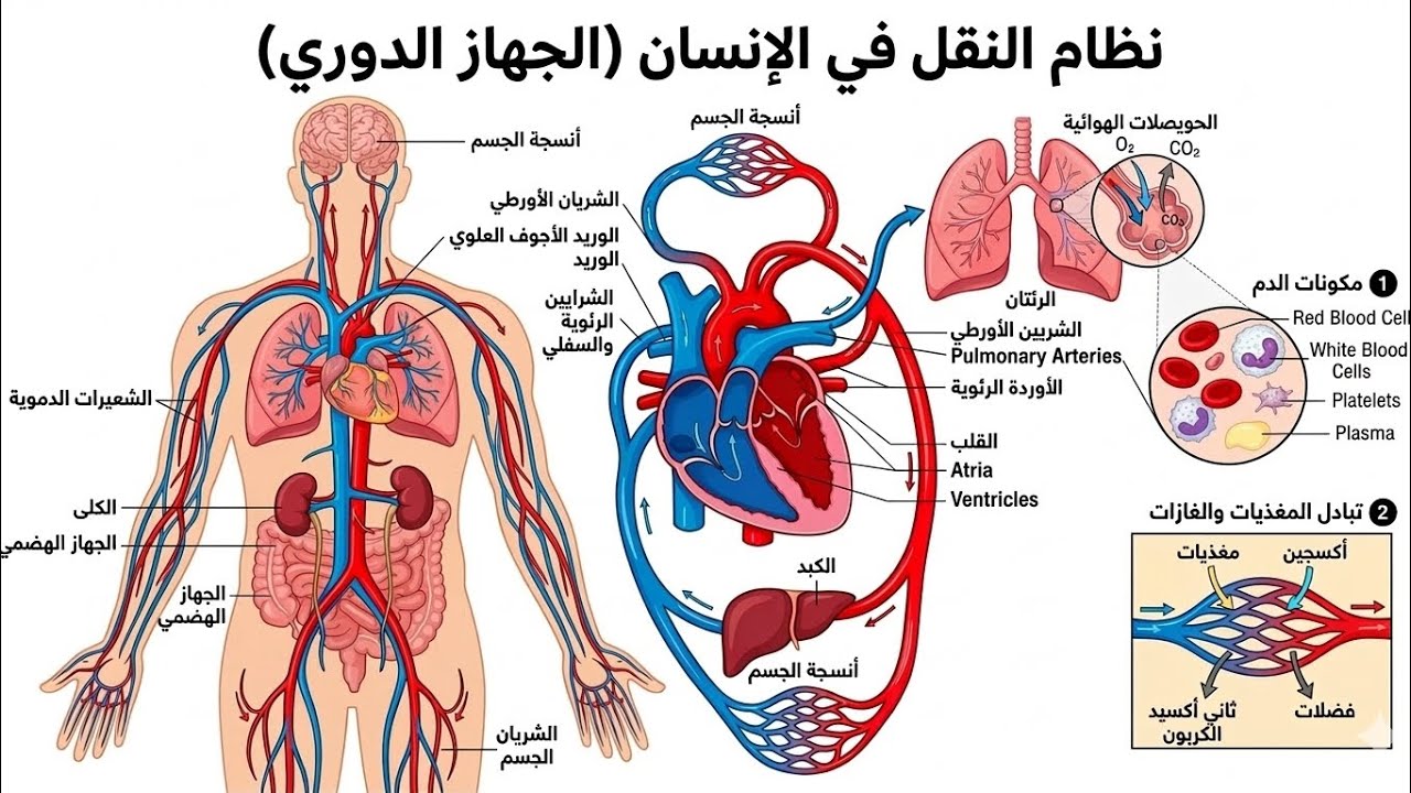 حل واجب النقل في الإنسان علوم متكاملة أولى ثانوي 