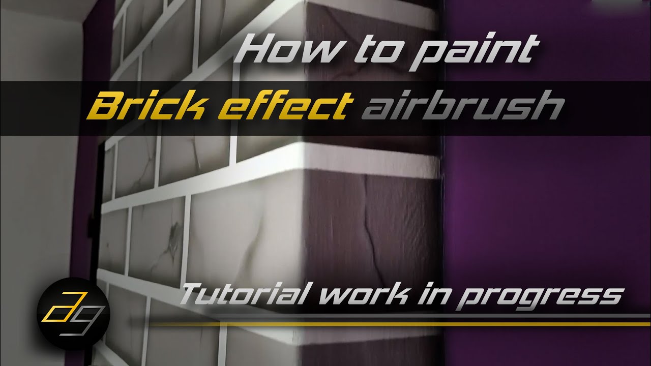 Cracked brick effect airbrush painting on wall - Timelapse Tutorial
