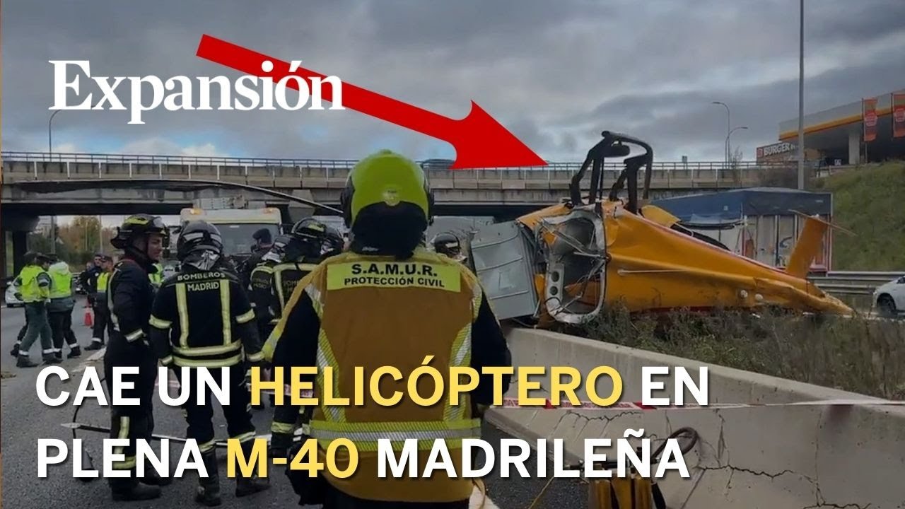 Se estrella un helicóptero en plena M-40 en Madrid