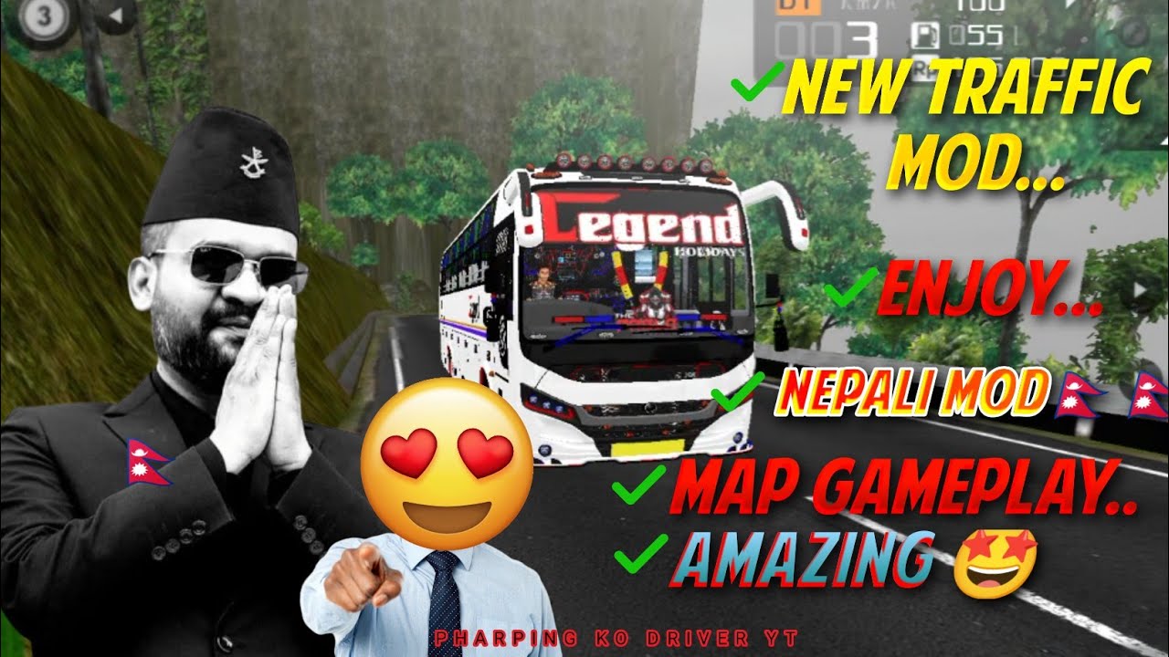 NEW Nepali Traffic MOD | Legend Bus | Map Gameplay | BUSSID Nepali MOD 2025