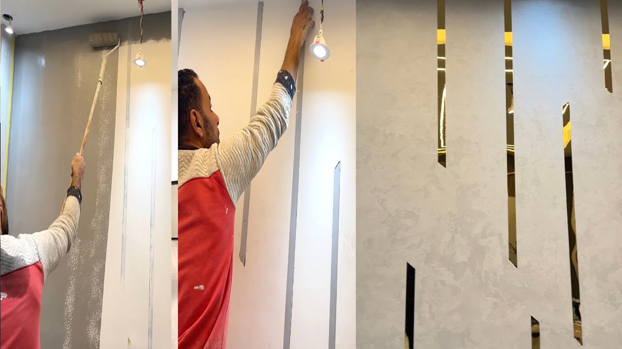 Creative Recessed Stainless Steel Wall Design with Luxury Velvet  Paint Finish
