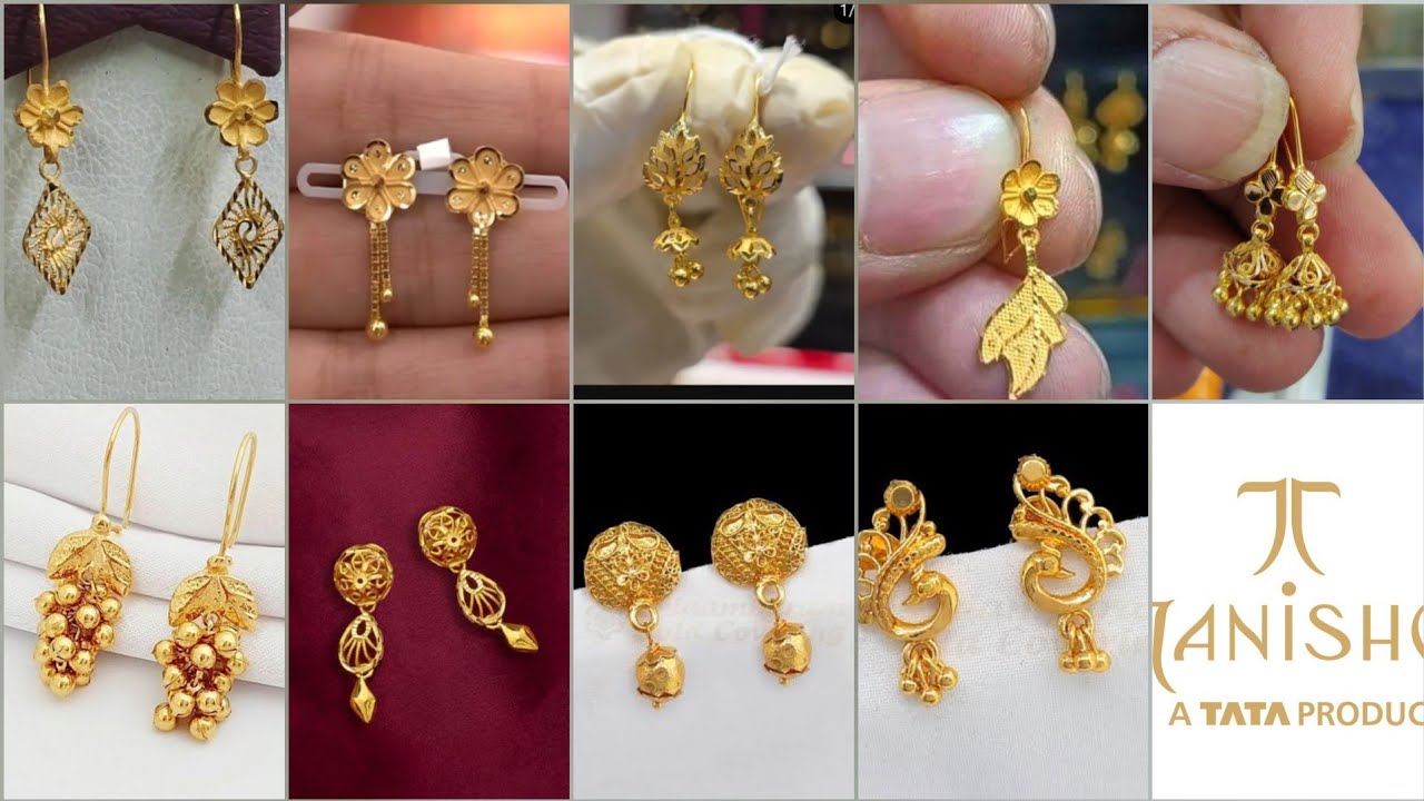 Light Weight Earrings for daily use,  Gold Earrings designs 