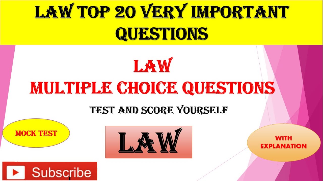 Law Top 20 Very Important MCQs | Mock Test | Law MCQs | Test & Score Yourself. #Law_MCQs