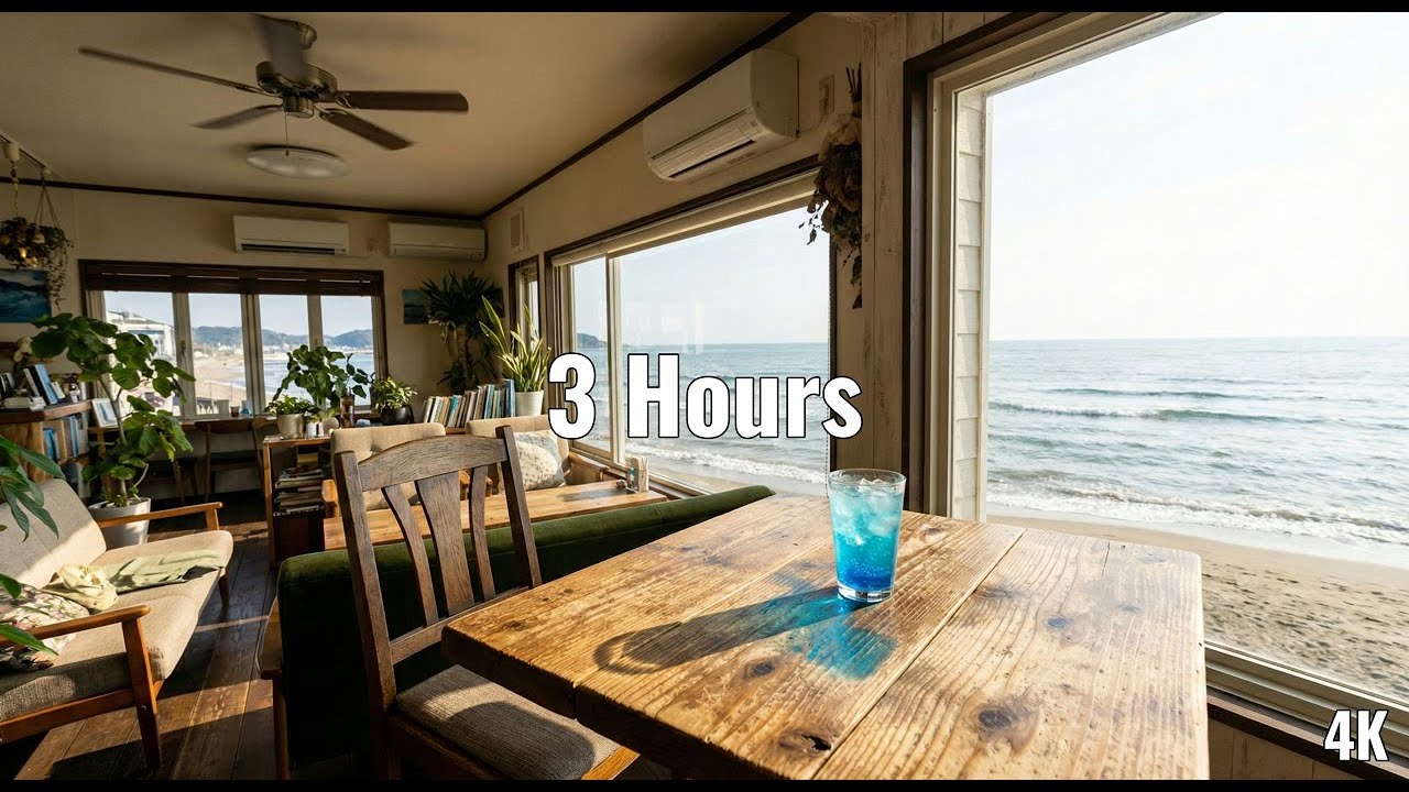 [Fixed Audio] Seaside Cafe: 4K Ambient Video | Ambient for Study & Focus (3 Hours)