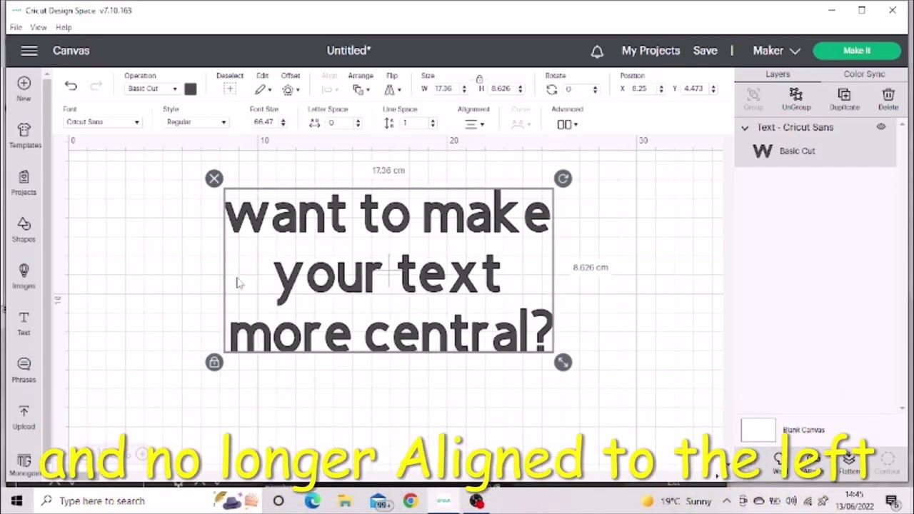 Cricut Design Space - aligning text  change text layout #cricut #cricutdesignspace #cricuthelp