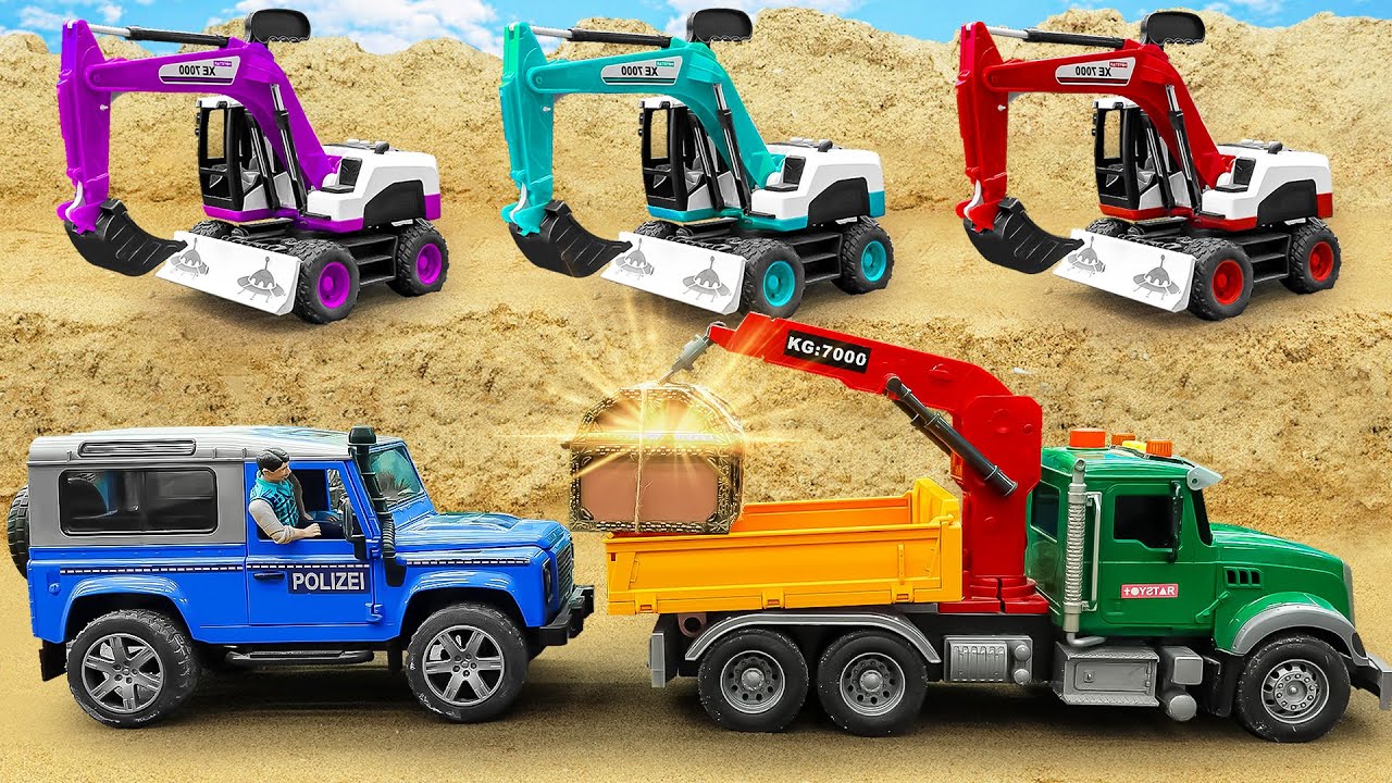 Excavator Rescues Concrete Mixer and Dump Truck Buried in Sand | onstruction Truck Rescue