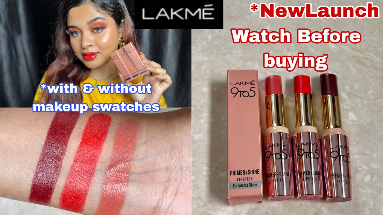 *New Lakme 9 to 5 Primer + Shine Lipsticks Swatches & Honest Review || Swatches in Natural Light