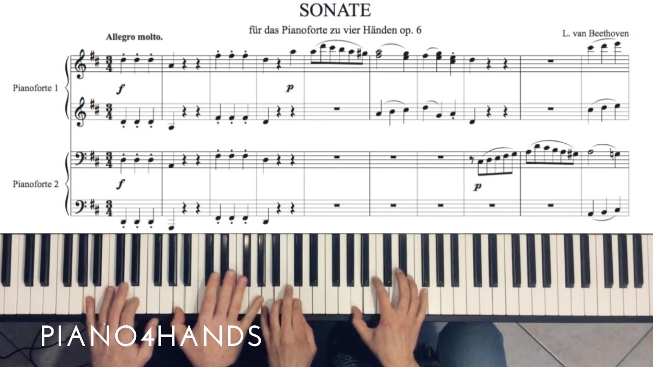 L. v. Beethoven - I. Allegro molto - Sonata in D major for piano four-hands, Op. 6 (Score)